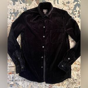 H&M Black Velvet Shacket Button-Up Shirt Oversized XS